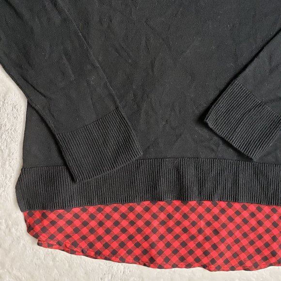 The Limited Black Sweater w/ Buffalo Plaid Layer - Picture 3 of 7